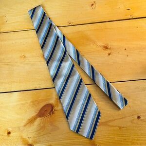 Firsite Striped Silk Tie Yellow Beige Navy